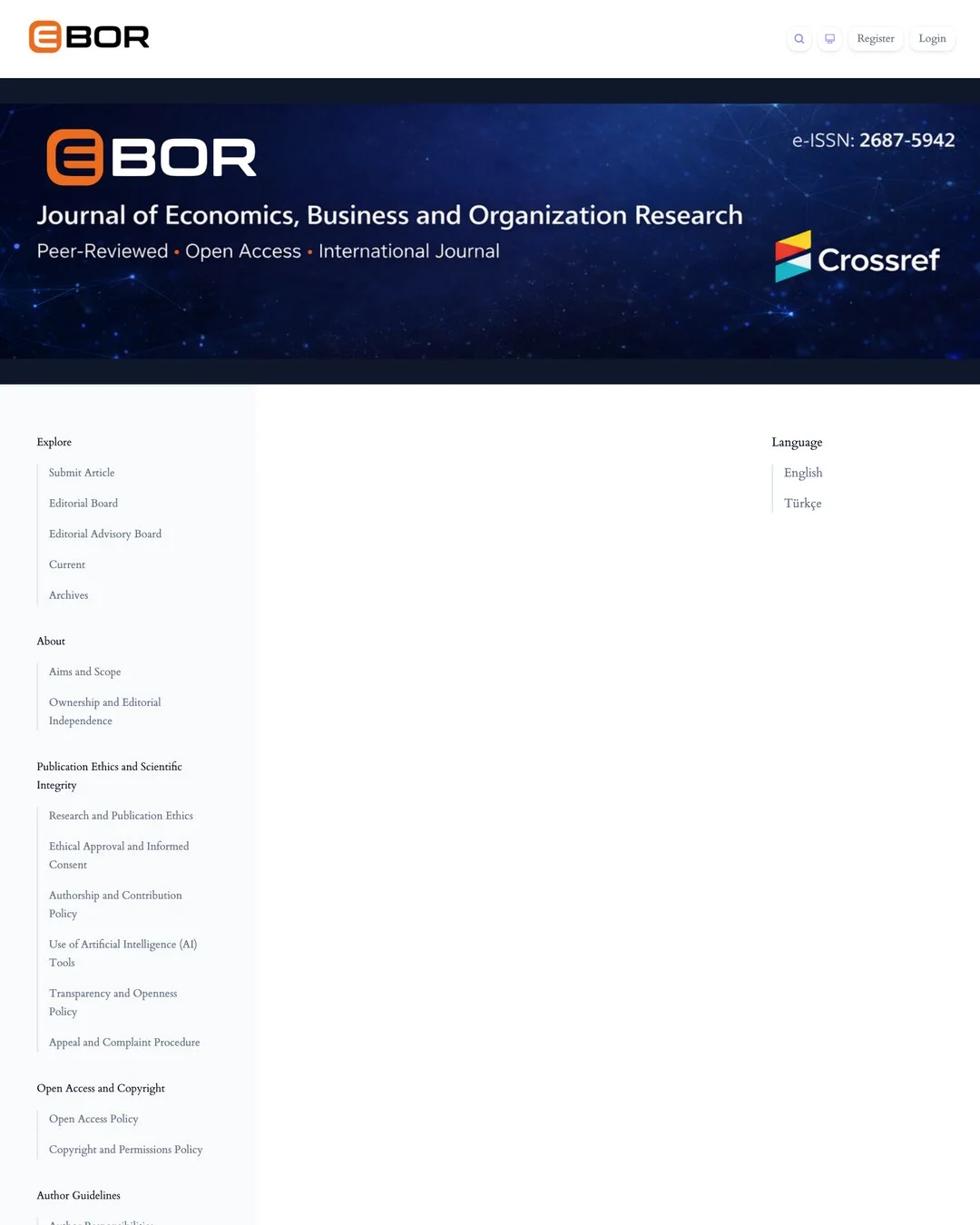 EBOR Journal website